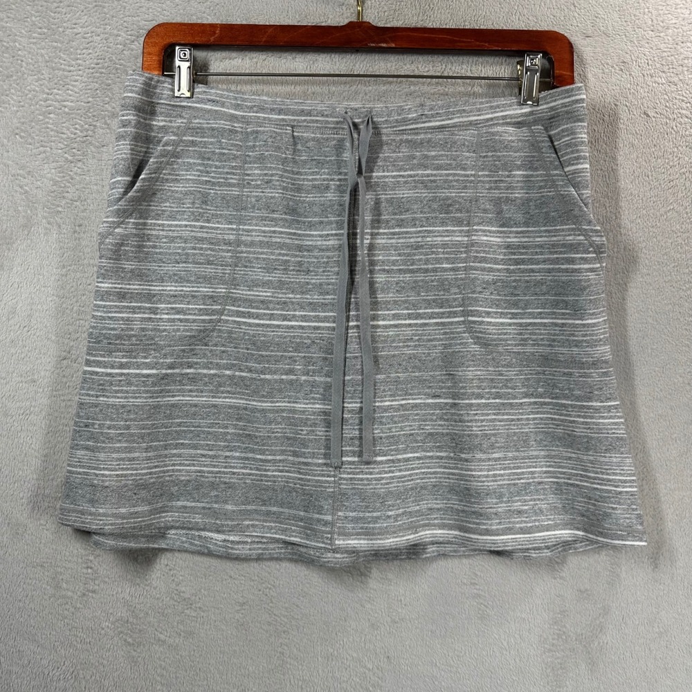 Max Studio Weekend Skort Womens XL Grey Striped French Terry Casual 7706R11A